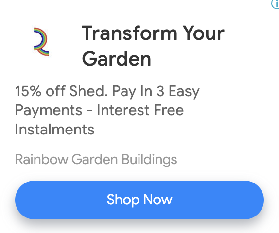 Rainbow Garden Buildings remarketing ad example
