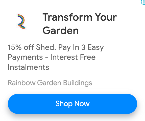 Rainbow Garden Buildings remarketing ad example