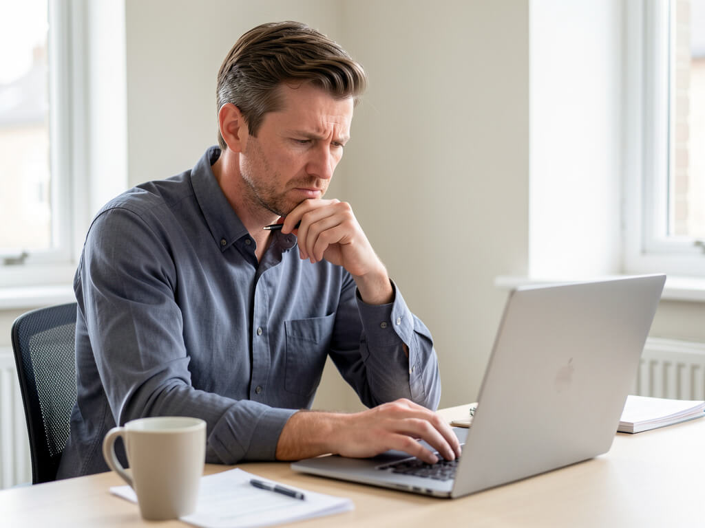 Business owner reviewing an AI answering service proposal