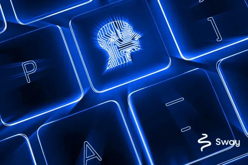 AI icon glowing on a keyboard key