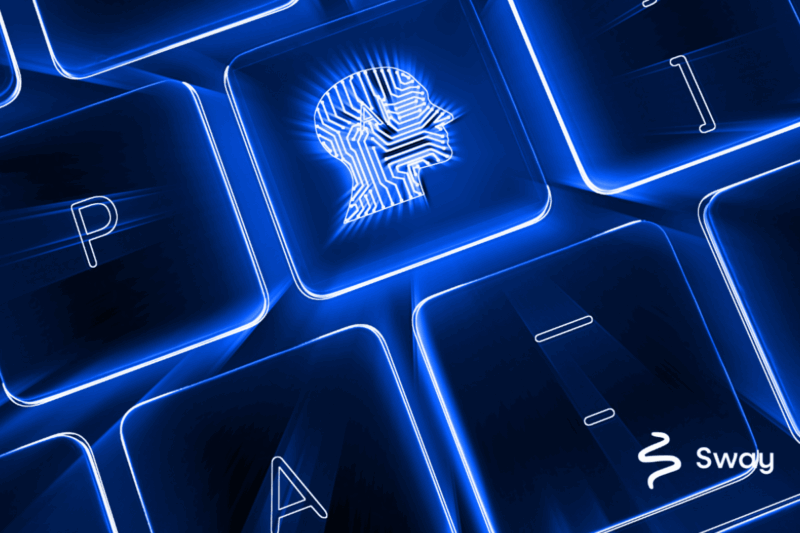 AI icon glowing on a keyboard key