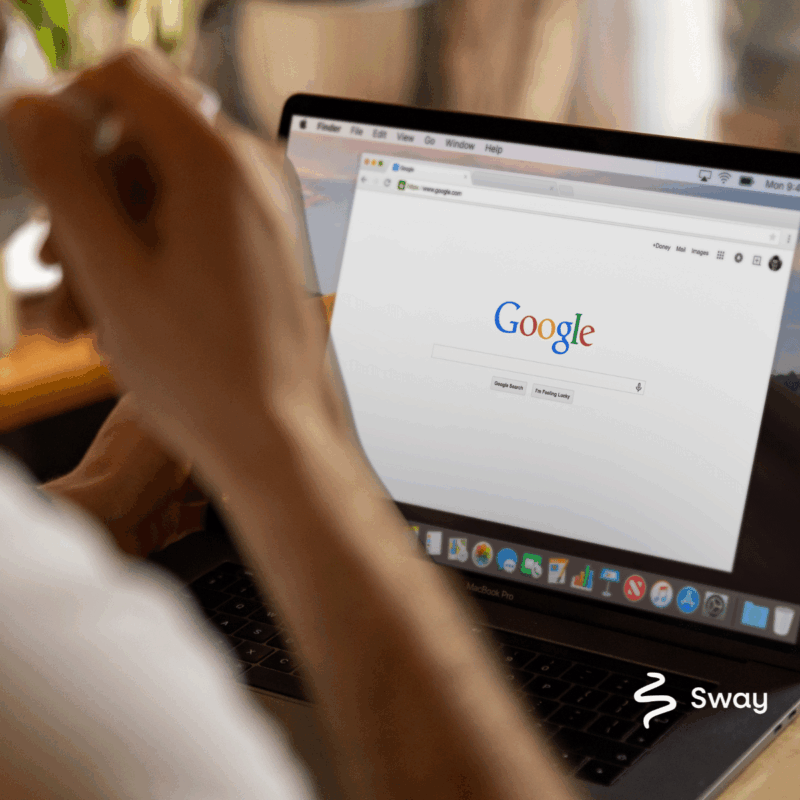 Searching Google on a laptop
