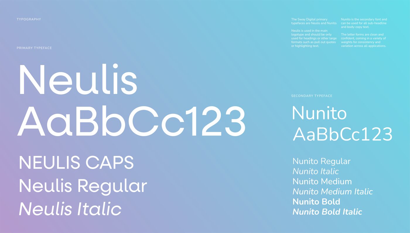 Sway Digital brand typography specimen